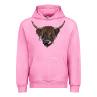 Fuchsia Pink black highland cow Urban Hoodie - RanaPortraitStore