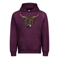 Mauve Wine black highland cow Urban Hoodie - RanaPortraitStore