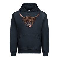 Navy black highland cow Urban Hoodie - RanaPortraitStore