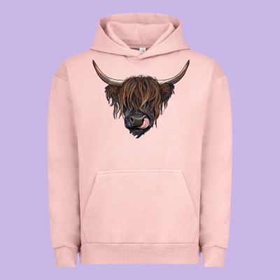 Black Highland Cow Urban Hoodie Designed By Ranaportraitstore