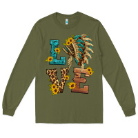Army Green love indian headdress Long Sleeve Tee - HRA Design Shop