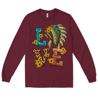 Burgundy love indian headdress Long Sleeve Tee - HRA Design Shop