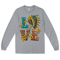 Heather Grey love indian headdress Long Sleeve Tee - HRA Design Shop