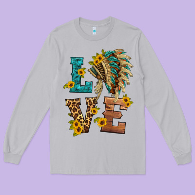 Love Indian Headdress Long Sleeve Tee Designed By Hra Design Shop
