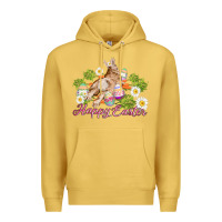 Antique Gold easter bunny with carrots and daisy Premium Hoodie - AdoDesignShop