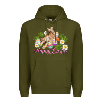 Army Green easter bunny with carrots and daisy Premium Hoodie - AdoDesignShop