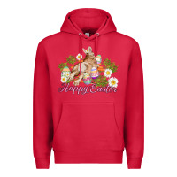 Cardinal easter bunny with carrots and daisy Premium Hoodie - AdoDesignShop