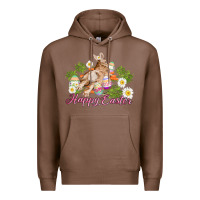 Chestnut easter bunny with carrots and daisy Premium Hoodie - AdoDesignShop