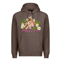 Coffee easter bunny with carrots and daisy Premium Hoodie - AdoDesignShop