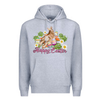 Heather Grey easter bunny with carrots and daisy Premium Hoodie - AdoDesignShop