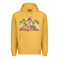 Mustard easter bunny with carrots and daisy Premium Hoodie - AdoDesignShop