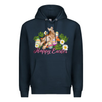 Navy easter bunny with carrots and daisy Premium Hoodie - AdoDesignShop