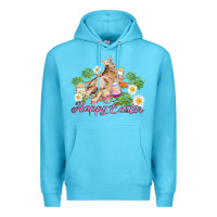Ocean Blue easter bunny with carrots and daisy Premium Hoodie - AdoDesignShop