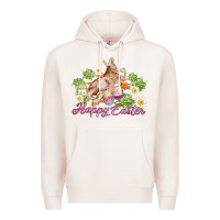 Pale Pink easter bunny with carrots and daisy Premium Hoodie - AdoDesignShop
