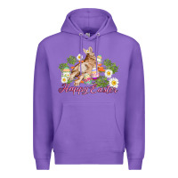 Purple easter bunny with carrots and daisy Premium Hoodie - AdoDesignShop