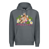 Rock easter bunny with carrots and daisy Premium Hoodie - AdoDesignShop