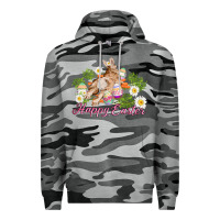 Slate Camo easter bunny with carrots and daisy Premium Hoodie - AdoDesignShop