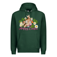 Sports Green easter bunny with carrots and daisy Premium Hoodie - AdoDesignShop