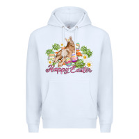White easter bunny with carrots and daisy Premium Hoodie - AdoDesignShop