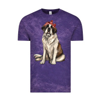 Cloud Purple st bernard with bandanna Vintage Tee - texasbilliewilder