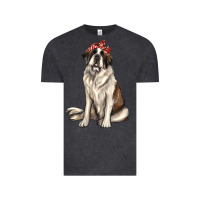 Vintage Black st bernard with bandanna Vintage Tee - texasbilliewilder