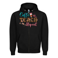 Black coffee teach repeat Zipper Hoodie - BundleAndBundleShop