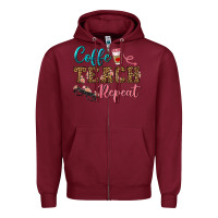 Burgundy coffee teach repeat Zipper Hoodie - BundleAndBundleShop