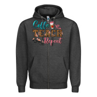 Charcoal Heather coffee teach repeat Zipper Hoodie - BundleAndBundleShop