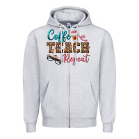 Heather Grey coffee teach repeat Zipper Hoodie - BundleAndBundleShop