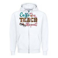 White coffee teach repeat Zipper Hoodie - BundleAndBundleShop