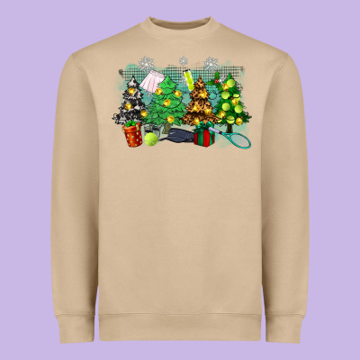 Christmas Trees With Tennis Heavyweight Sweatshirt Designed By Zillion Design Studio