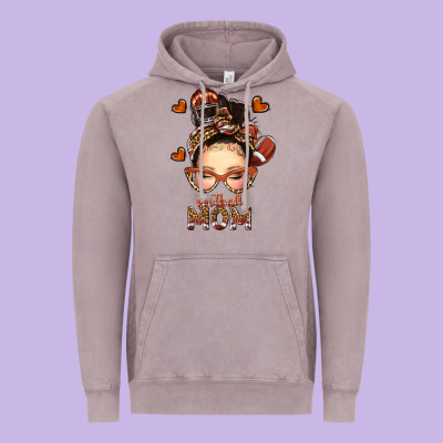 Football Messy Bun Mom Vintage Hoodie Designed By Texasbilliewilder