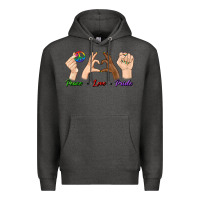Charcoal Heather Peace Love Pride Premium Hoodie - BundleAndBundleShop