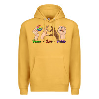 Mustard Peace Love Pride Premium Hoodie - BundleAndBundleShop