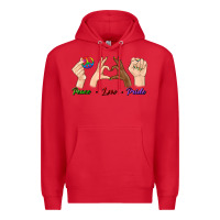 Red Peace Love Pride Premium Hoodie - BundleAndBundleShop