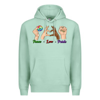 Seafoam Peace Love Pride Premium Hoodie - BundleAndBundleShop