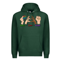 Sports Green Peace Love Pride Premium Hoodie - BundleAndBundleShop