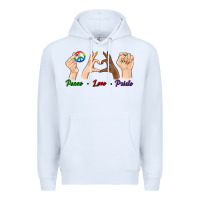 White Peace Love Pride Premium Hoodie - BundleAndBundleShop