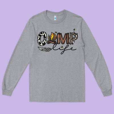 Camp Life Long Sleeve Tee Designed By Cowhidedigitalart
