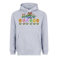 Heather Grey hello spring Heavyweight Hoodie - MaliasSmallBusiness