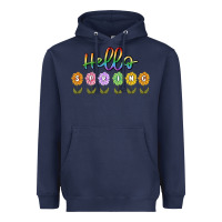 Navy hello spring Heavyweight Hoodie - MaliasSmallBusiness