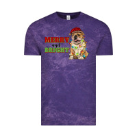 Cloud Purple merry and bright english bulldog Vintage Tee - RanaPortraitStore