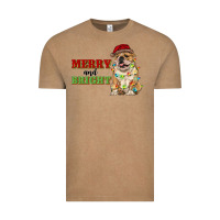 Vintage Coffee merry and bright english bulldog Vintage Tee - RanaPortraitStore