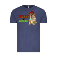 Vintage Denim merry and bright english bulldog Vintage Tee - RanaPortraitStore