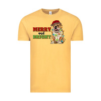 Vintage Mustard merry and bright english bulldog Vintage Tee - RanaPortraitStore