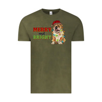 Vintage Olive merry and bright english bulldog Vintage Tee - RanaPortraitStore