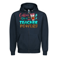 Navy coffee gives me teacher powers Zipper Hoodie - BundleAndBundleShop