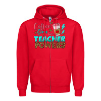 Red coffee gives me teacher powers Zipper Hoodie - BundleAndBundleShop