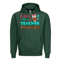 Sports Green coffee gives me teacher powers Zipper Hoodie - BundleAndBundleShop