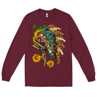 Indian Headdress With Pattern And Sunflowers Long Sleeve Tee | Teevron